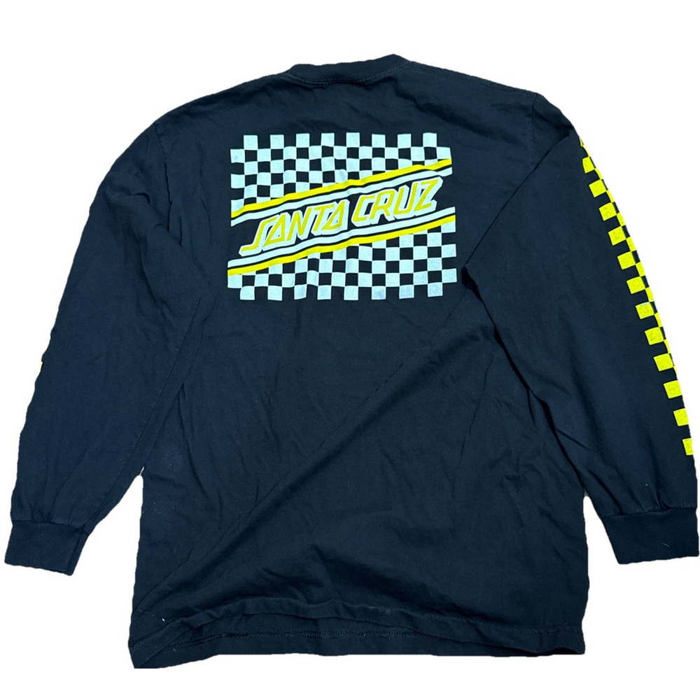 Santa Cruz Yellow Check Long Sleeve Men's Size Medium Tee Shirt